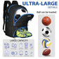 Soccer Backpack Bag with Ball Holder Ventilated Shoe Compartment Large Capacity Sports Gear Bag for Basketball Volleyball Gym