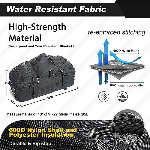 3 In 1 Tactical 85L Military Backpack Travel Duffle Bag for Weekender Gym Workout Deployment