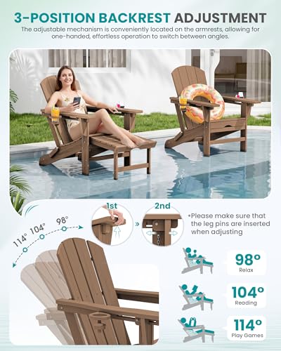 4 Pcs HDPE Folding Adjustable Adirondack Chair with Ottoman (4 Count)