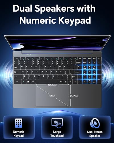 15.6'' AI Laptop with Office 365 12GB RAM 256GB SSD Win 11 Laptops