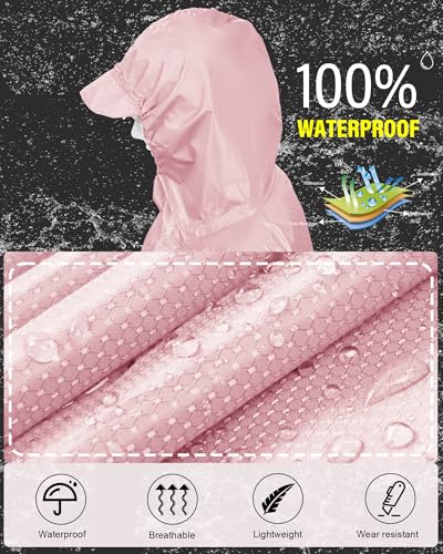 Hooded Rain Poncho Packable Waterproof Unisex Raincoat with Pocket