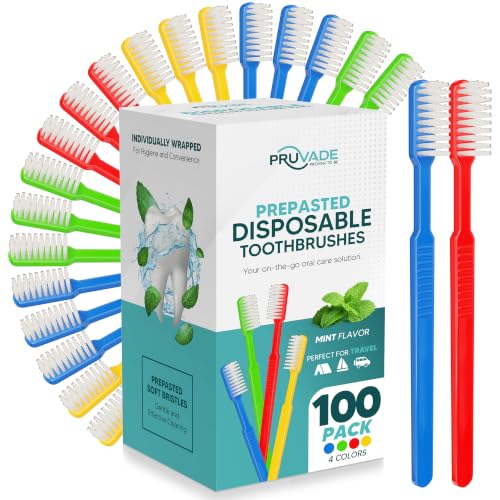 100 Pack Disposable Toothbrushes with Toothpaste (100 Count)