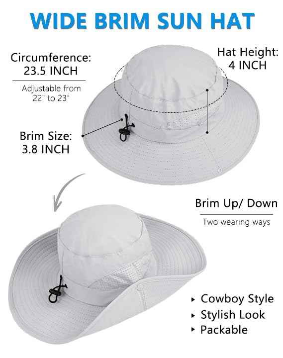 UPF 50+ Wide Brim Sun Hat with Neck Flap