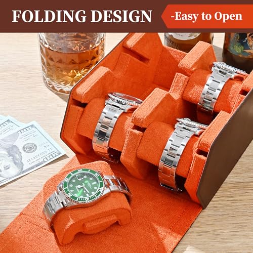 Watch Roll Travel Case for 4 Watches Storage and Organizer