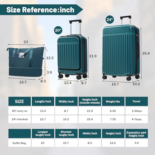 Luggage Sets Front Opening (2 Count)