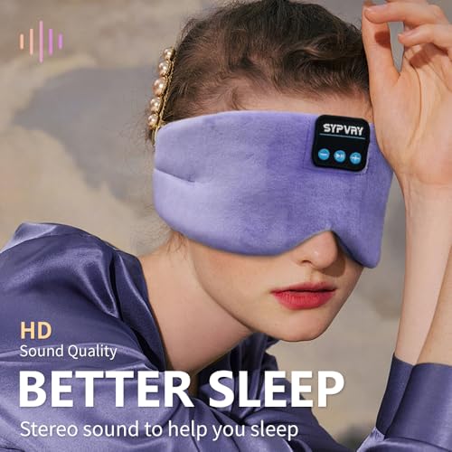 Sleep Mask Bluetooth 5.4 Headphones Soft Wireless Headband Eye Mask Blackout with Microphone