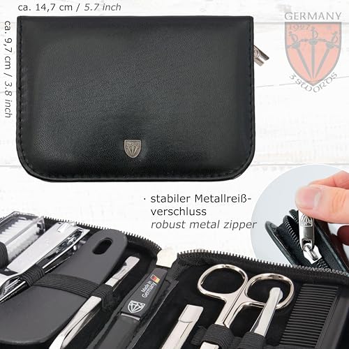 brand quality 10 piece manicure pedicure grooming kit set for professional finger & toe nail care tweezers file clipper fashion leather case in gift box