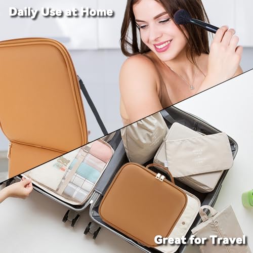 Travel Makeup Bag with LED Mirror and 10x magnifying glass with 3 Lighted Settings