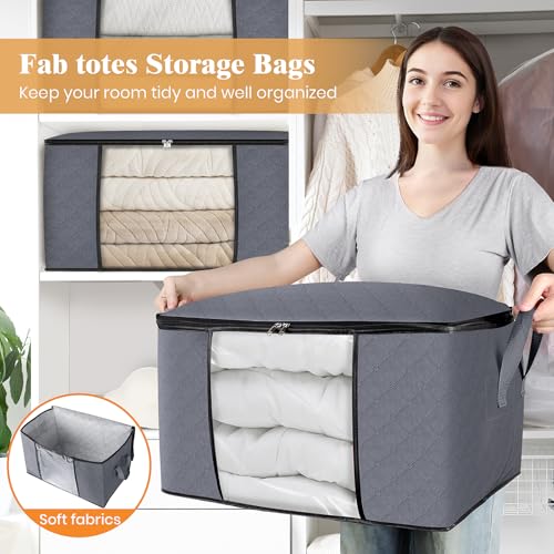 4 Pack Storage Bags for Clothes Blanket Storage Bins with Lids (4 Count)
