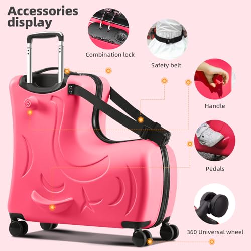 Toddler Luggage Ride On Suitcase for Kids with 4 Spinner wheels