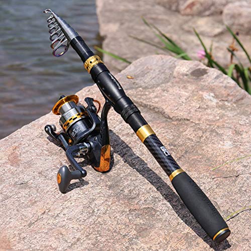 Fishing Rod Reel Combos Carbon Fiber Telescopic Pole with Spinning Reel Line Lures