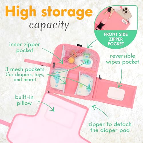 Portable Diaper Changing Pad with Wipes Pocket