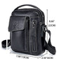 Genuine Leather Shoulder Bag Small Men Messenger Pack Handbag Sling Crossbody Bag Man Purse for Business Work Everyday Outdoor Travel Black