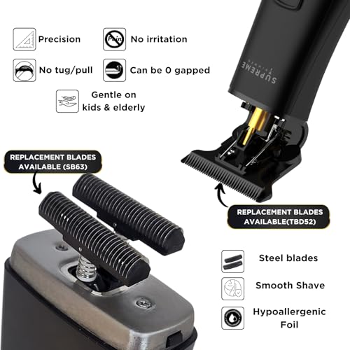 2-in-1 T-Shaper Trimmer & Crunch Foil Shaver | STF602 Electric Razor & ST5206 DLC Beard Trimmer Barber Haircut Kit | Black (2 Count)