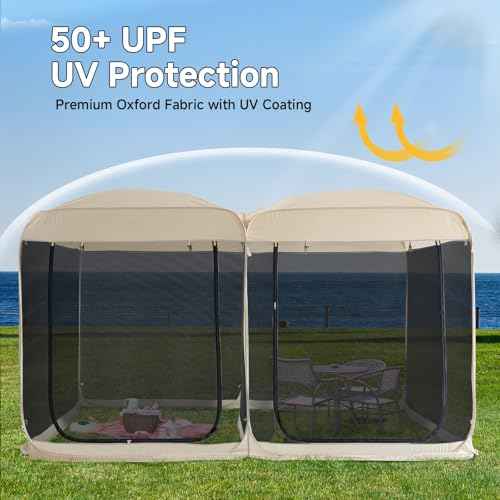 Screen House Room 2024 Upgraded 2 in 1 Screen Tent PoP Up Gazebo® with Mesh Mosquito Netting