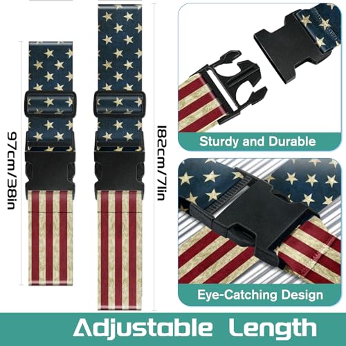 Luggage Straps for Suitcases Travel Belt Accessories Luggage Connector Identifiers Over Handle with Buckle Unique Nylon Adjustable Strap for Sleeping Bag Car Seat Flag (2 Count)