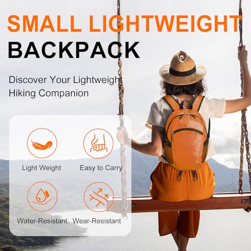 Small Hiking Backpack 15L Travel Lightweight Hiking Packable Daypack Water