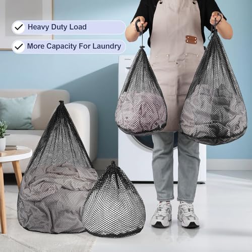 4Pcs Mesh Laundry Bags Washing Machine Mesh Wash Bags Jumbo for Delicates Clothes (4 Count)