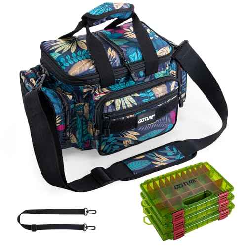 Fishing Tackle Bag with 3PCS 3600 Green Tackle Boxes (3 count)