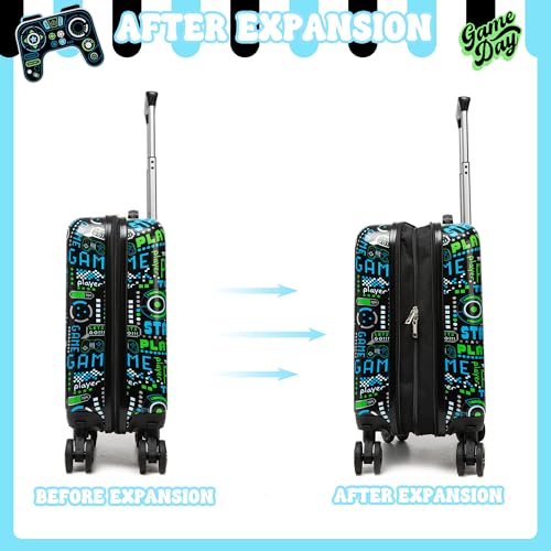 Kid’s Luggage Set 5 Piece Suitcase Set 16’’ Hardside Luggage with Spinner Wheels Girls Boys Carry on Luggage Travel Rolling Luggage Airline Approved (5 Count)