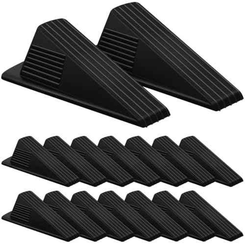 16 Pcs Heavy Duty Rubber Door Stops Wedge Stackable (16 Count)