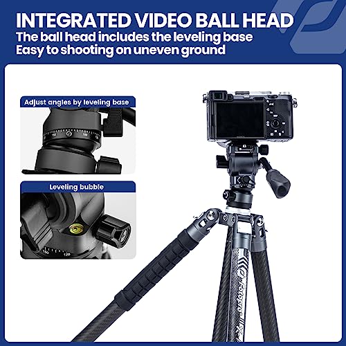62" Video Camera Tripod with Fluid Head for Smooth Panning