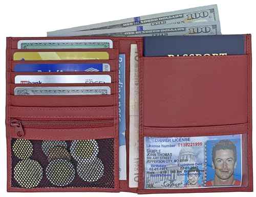 Deluxe Personalized Monogrammed Red RFID Leather Passport Wallet
