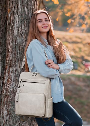 Vegan Leather Laptop Backpack for Women 15.6 inch Work Backpack Fashion Travel Backpack Purse for Travel College Work