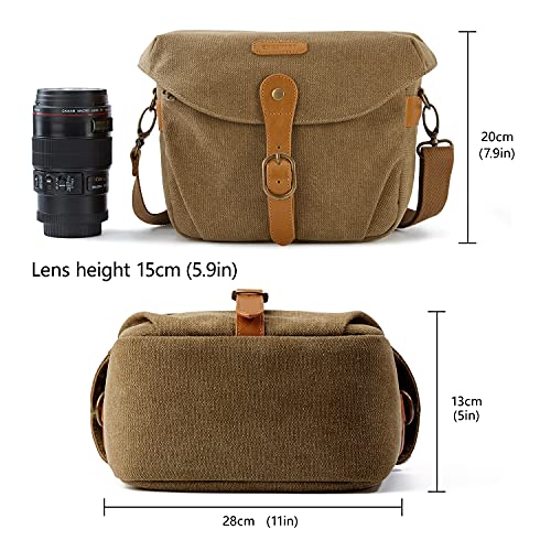 Canvas Crossbody Camera Bag with Rain Cover for Women Men