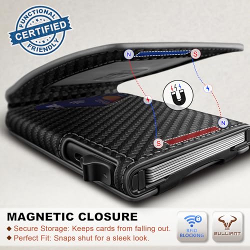 Men Slim Magnetic Leather Wallet Metal Case Money Clip 9 Cards