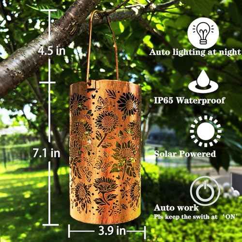 Solar Lanterns Outdoor Sunflower Bee Butterfly