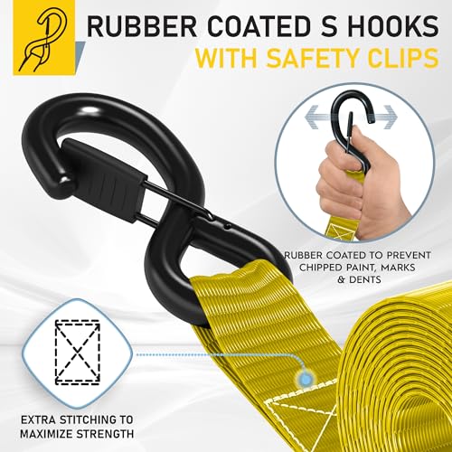 Heavy Duty Ratchet Straps & Soft Loops (8 Count)