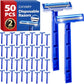 50 Pcs Disposable Razors With Lubricating Strip (50 Count)