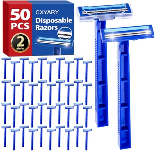50 Pcs Disposable Razors With Lubricating Strip (50 Count)