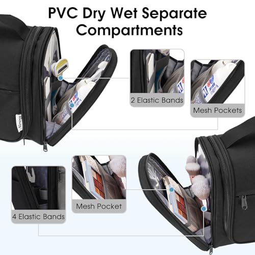 Large Hanging Toiletry Bag for Women Men Travel Makeup Bag Organizer Toiletries Bag Dry Wet Separation