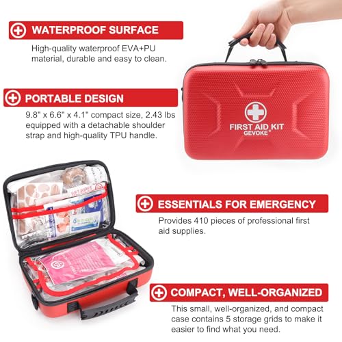 410 Piece Waterproof Hard Shell First Aid Kit (410 Count)