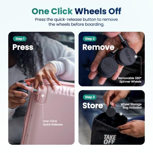 TAKE OFF 18 Inch Personal Item Suitcase Removable Wheels Underseat Bag