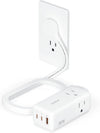 TESSAN USB Charging Station PD 30W, Flat Plug USB C Charger Blocks with 3 AC Outlets, Desktop Phone Fast Charger with 5FT Extension Cord for Phone Tablet Laptop, Travel, Office
