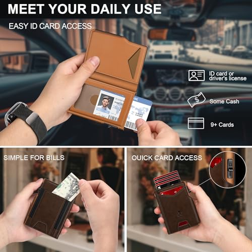 Wallet for Men Wallet with Slim Pop Up Card Holder 9 (13 Count)