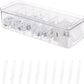 Yesesion Clear Plastic Cable Organizer Box with Adjustment Compartments, Desk Accessories Storage Case with Lid and 10 Wire Ties for Drawer, Office, Art Supply, Electronic Management