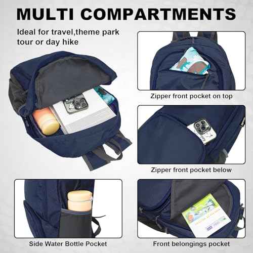 20L lightweight packable Hiking Daypack Foldable Backpack for Men Women Small Travel Outdoor Foldable Shoulder Bag