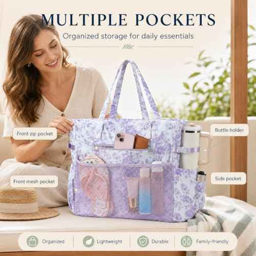 Waterproof Beach Tote Pool Bags for Women Ladies Extra Large Carry On Bag With Wet Compartment for Weekender Travel