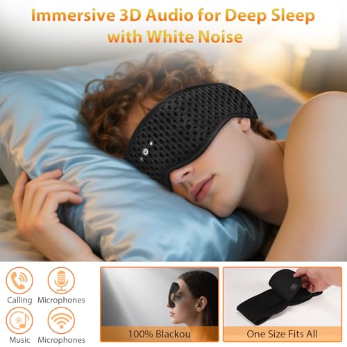 Bluetooth Sleep Mask HF016 Sleep Headphones with Detachable & Washable 3D Contoured Eye Mask