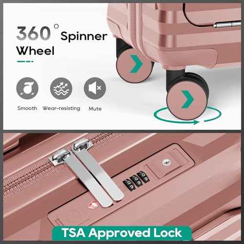 20 Inch Carry on Luggage with Front Pocket and Cup Holder