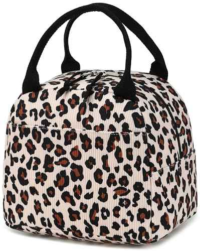Lunch Bag for Women Men Cute Corduroy Lunch Tote Bags Reusable Insulated Lunch Box Large Capacity Reusable Insulated Cooler for Work Picnic or Travel