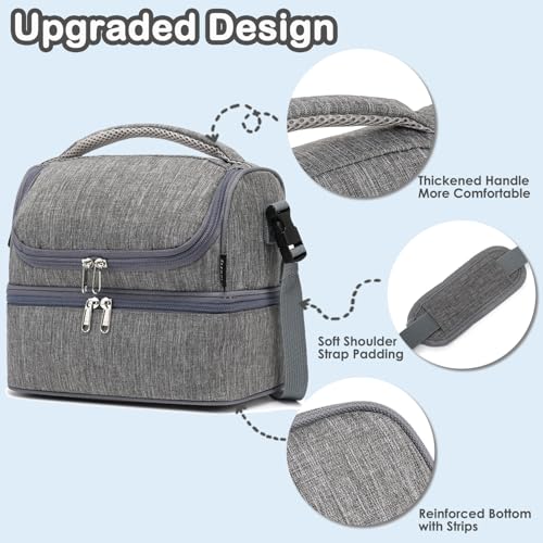 Double Decker Cooler Insulated Lunch Bag Large Tote for Boys
