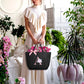Tote Bag, A-Z Initial Monogrammed Waterproof Tote Bag, Bridesmaid Gifts for Women, Black and Pink (A, Black)