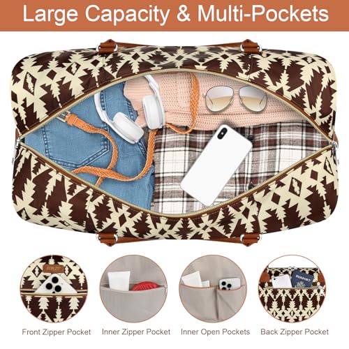 Weekender Bag for Women 21.5" Travel Duffel Large Carry On Bag 3PCS (3 Count)