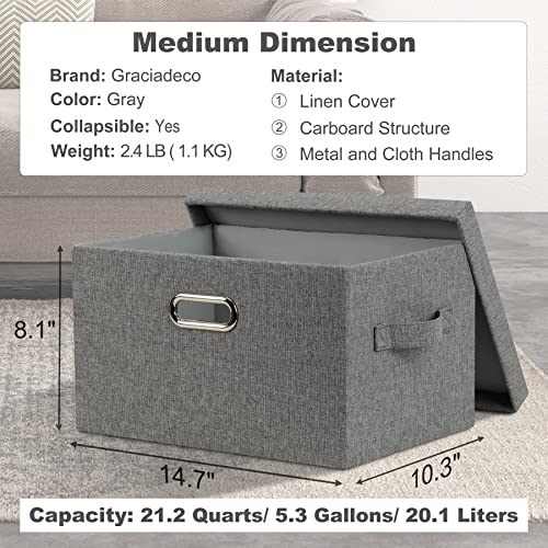 Medium 15" 21 Quart Collapsible Stackable Storage Bins with Lids (3 Count)