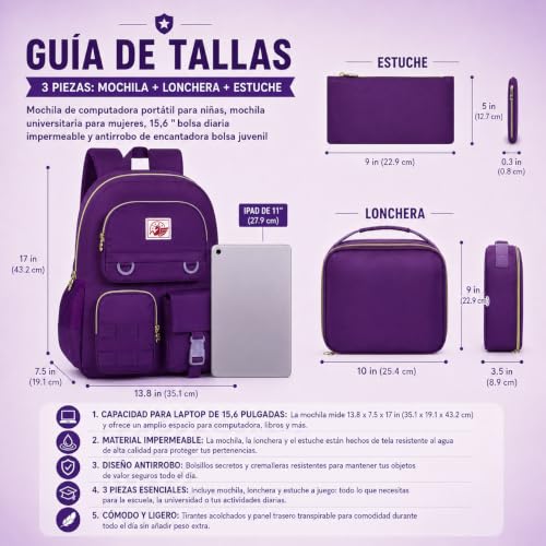 3PCS Backpacks for Girls (3 Count)